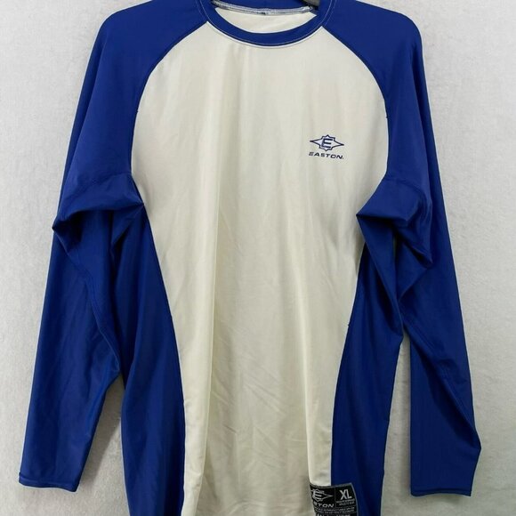 Easton Power Surge Shirt Men Sz XL White Blue Colorblock High Performance Fitted - Picture 2 of 13